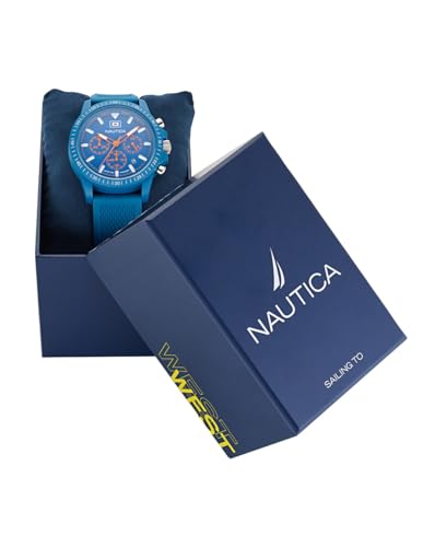 Nautica Men's Light Blue Wheat PU Fiber Strap Watch (Model: NAPNOS4S1)