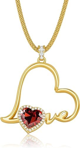 Blingoz Love Heart Pendant- Infinity Heart Birthstone Necklace for Women- 18k Gold, Rose Gold Filled With 925 Sterling Silver Necklace with Amethyst Heart Pendant- 18+2 Inch Chain