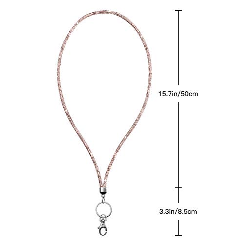 Soleebee Rhinestone Office Lanyard, 31.5'' Bling Neck Lanyard with Metal Clasp & Keyring, Crystal Lanyard for Women, ID Card, Keys Strap (5 Pack)