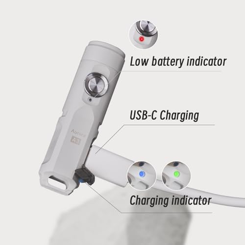 RovyVon A3 Gen 4 Keychain Flashlight- Super Bright 650 Lumens, USB C Rechargeable EDC Flashlight Water-Resistant, Lightweight- Ideal for Everyday Carry, Camping, Hiking, Emergency (Gun Grey)