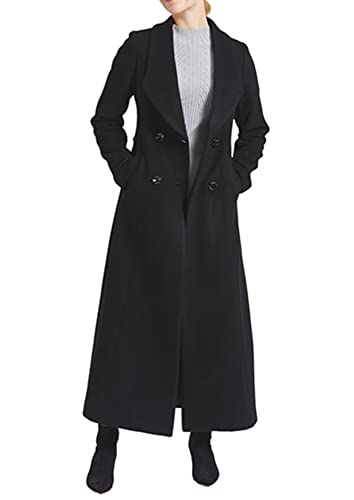 PENER Women's Charming Long Wool Trench Coat Winter Double Breasted Classic Warm Thick Jacket (as1, numeric, numeric_4, regular, regular, Red Long- Style 2, 4)