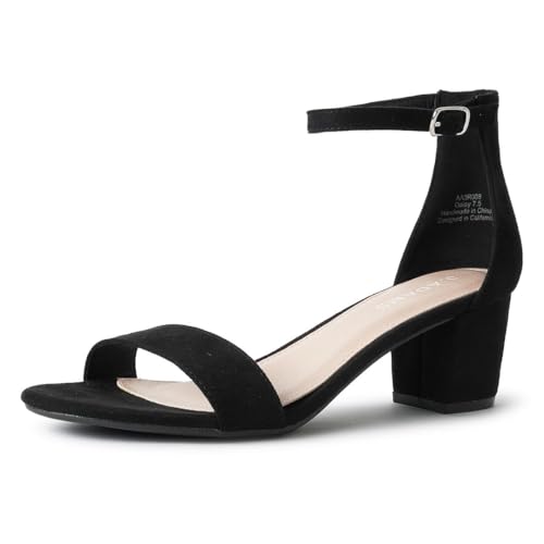 J.Adams Daisy Heeled Sandals for Women – Wide Ankle Strap Low 2 Inch Kitten Short Block Heel, Open Toe Dress Shoes – Chunky Heels for Bridal, Wedding, Parties – Dressy Platform Sandals, Women's Shoes