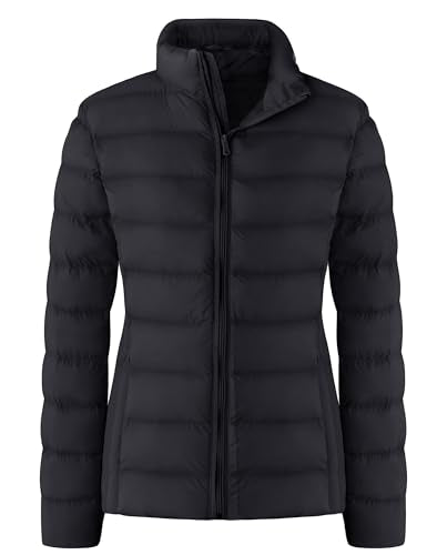 ZSHOW Women's Puffer Jacket Lightweight Packable Warm Winter Coat (Black,S)