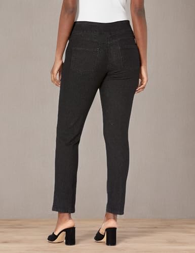 Ruby Rd. Women's Pull-on Extra Stretch Denim Jean, Black, 6
