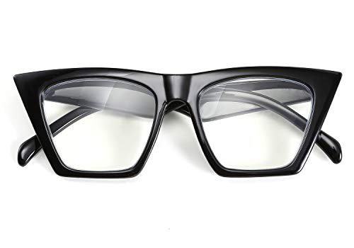 FEISEDY Square Cat Eye Reading Glasses Women Fashion Small Cateye Blue Light Blocking Reader Anti Glare Digital Eyestrain B2604 black 1.00x
