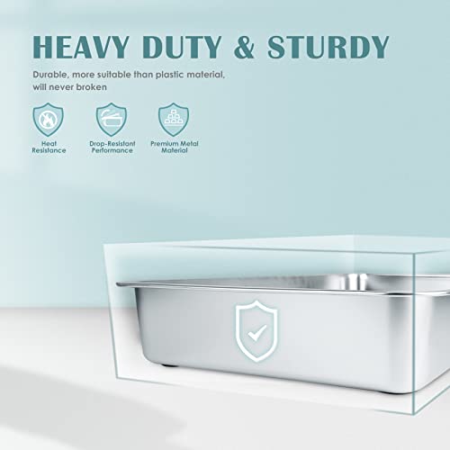 IKITCHEN Stainless Steel Cat Litter Box, Small Low Entry Open Metal Litter Pan for Kittens Newborn Cats Rabbits, Never Absorbs Odors 15.7" L x 11.7" W x 4" H