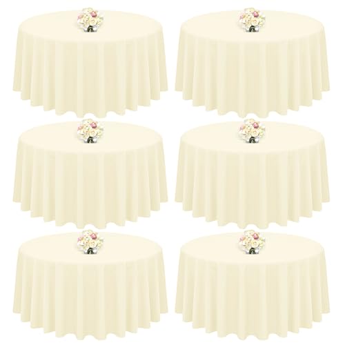 LOKUME 6 Pack Tablecloth 60 x 102 Inch White Rectangle Table Cloth for 6 Foot Tables, Wrinkle Resistant Washable Polyester Table Clothes Cover for Wedding Parties Banquet
