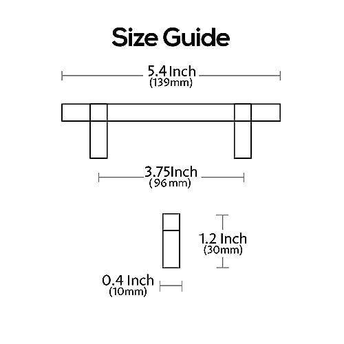 Alzassbg 10 Pack Matt Black Cabinet Pulls, 3-3/4 Inch(96mm) Hole Centers Cabinet Handles Square Kitchen Hardware for Cabinets and Drawers AL3086MB