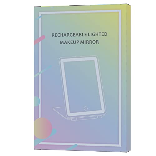FUNTOUCH Rechargeable Travel Makeup Mirror with Lights and 10X Magnification,Light up Portable Vanity Mirror with 80 LEDs,2000mAh Battery,Brightness Adjustable,3 Lighting,Touch Dimming Compact Mirror