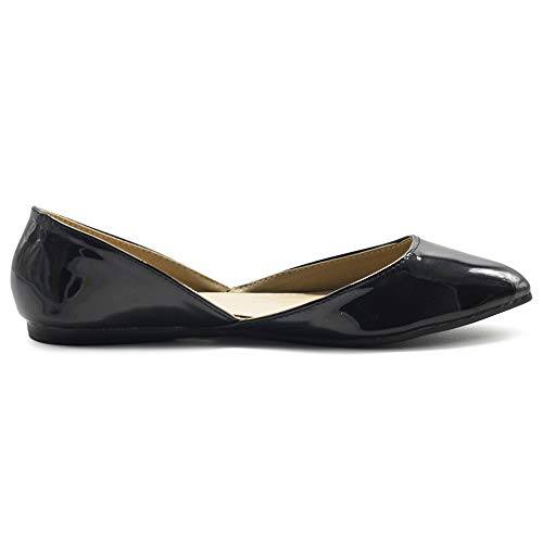 Ollio Women's Shoes Patent Leather Slip On Comfort Light Pointed Toe Ballet Flats F110 (6 B(M) US, Lilac)