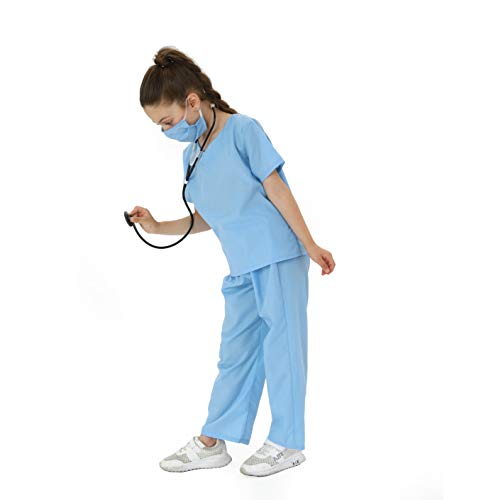 Lingway Toys Kids Blue Cotton Dr.Scrubs Costume Soft Material Realistic Suit for Children's Pretend Play 3-4years