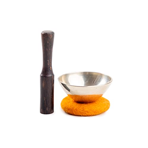 Mini Tibetan Singing Bowl Set - Cute Yoga Gift | Easy to Carry | Unique Sound Bowl Made of Bronze, Authentic Handcrafted Small Singing Bowl for Meditation and Healing - by Himalayan Bazaar (2-Inch)