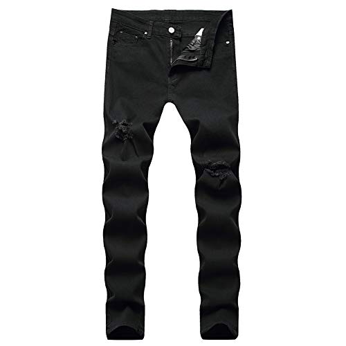 LONGBIDA Men's Slim Fit Ripped Stretch Skinny Jeans for Men, Distressed Tapered Leg Fashion Pants, Light Blue, 30
