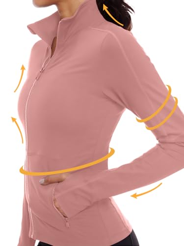 VUTRU Womens Athletic Zip Up Jacket with Thumb Holes (Dark Coffee, S)