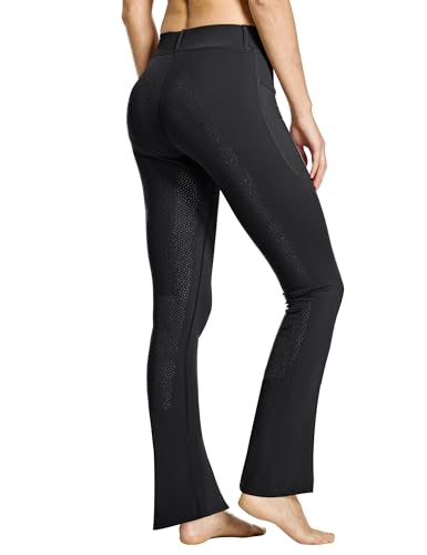 FitsT4 Sports Women's Full Seat Horse Riding Pants Bootcut Riding Tights with Pockets Equestrian Breeches for Women Black XS