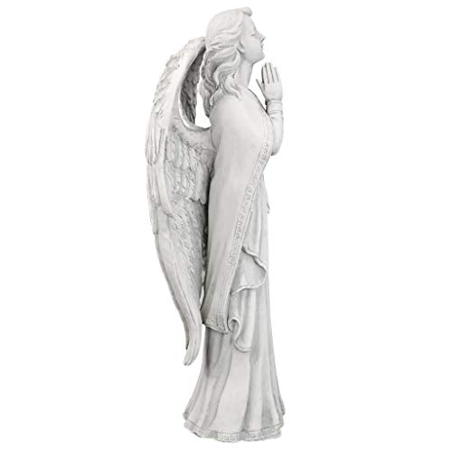 Design Toscano KY930578 Divine Guidance Praying Guardian Angel Religious Garden Statue, Medium, 13 Inch, Antique Stone