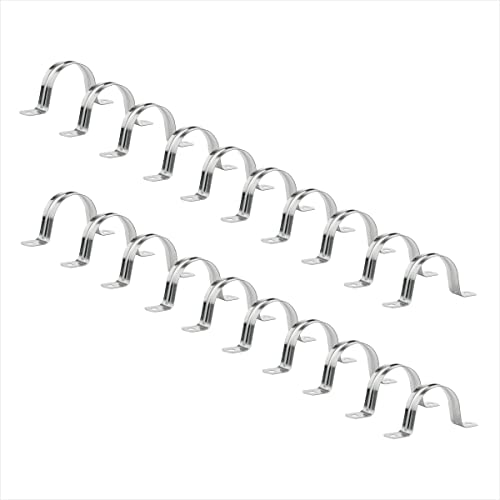 POWERTEC 71664 1-1/2” Pipe Strap Clamp Hanger Set for 38-40mm OD Pipes, 2 Hole Mount U Bracket Rigid, Stainless Steel 304-20 PCS
