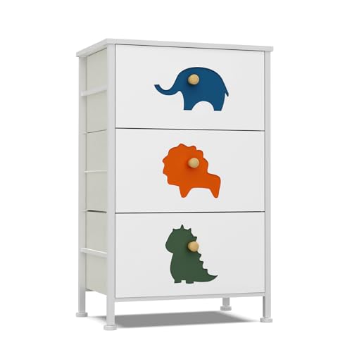 FRAPOW Kids Dresser for Bedroom, Baby Girls Dresser with 8 Fabric Drawers Tall Storage Organizer for Toddler Child with Wood Top Metal Frame for Living Room, Nursery, Closet, Apartment