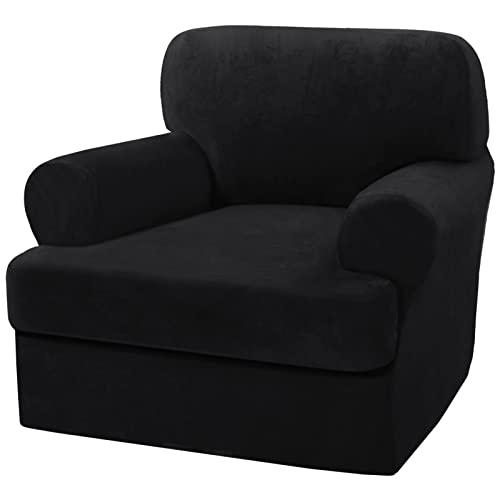 H.VERSAILTEX Sofa Cover 3 Piece Sofa Slipcovers Thick Velvet Couch Cover Furniture Protector Stretch Sofa Covers for 2 Cushion Couch with 2 Individual T Cushion Covers Washable, Stone Blue