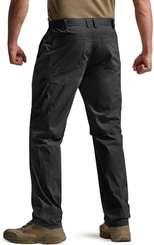 CQR Men's Quick Dry Tactical Pants, Water Resistant Outdoor Pants, Lightweight Stretch Cargo Work Hiking Pants, Runyon Cargo Pants Charcoal, 32W x 32L