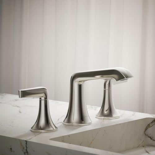 Kohler K-22020-4-CP Kohler K-22020-4 Tempered 1.2 GPM Widespread Bathroom Faucet with UltraGlide and Pop-Up Drain Assembly