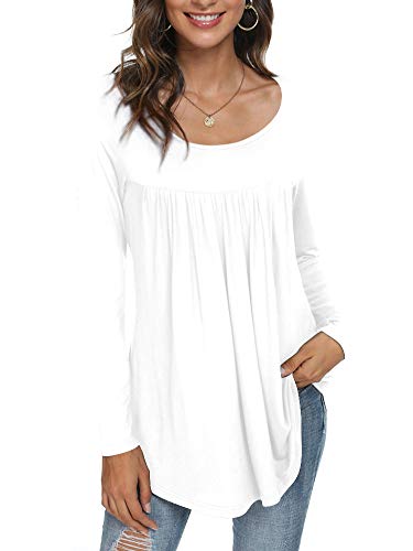 CATHY Fall Women Long Sleeve Casual Tunic Tops Loose Fit Dressy to Wear with Leggings Winter Elastic Shirts, XXL, Sun Flowers+Black