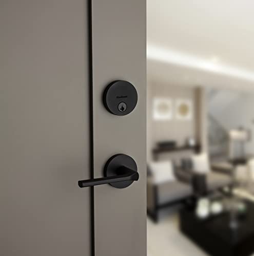 Kwikset Uptown Deadbolt Lock, Matte Black Round Exterior Keyed Front Entry Door, Pick Resistant SmartKey Rekey Security, Single Cylinder Dead Bolt, with Microban Protection