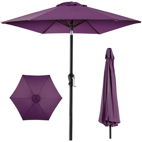 Best Choice Products 10ft Outdoor Steel Polyester Market Patio Umbrella w/Crank, Easy Push Button, Tilt, Table Compatible - Navy Blue