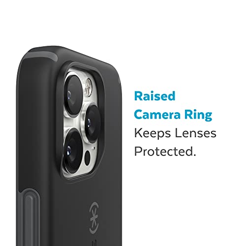 Speck iPhone 14 Pro Case - Built for MagSafe, Slim with Drop Protection, Scratch Resistant - Soft Touch - Dual Layer, Black, Slate Grey, CandyShell Pro