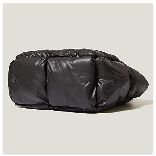Puffer Tote Bag, Trendy Luxury Chic Quilted Large Padded Designer Handbags for Women Cotton Winter Soft Shoulder Bag for Women (Black)