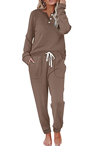 WIHOLL Outfits for Women 2 Piece Sets Elegant Casual Jogging Suits Sweatpants Dark Grey M