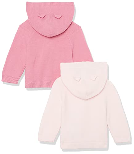 Amazon Essentials Unisex Babies' Hooded Sweater, Pack of 2, Dusty Rose/Light Pink, 24 Months