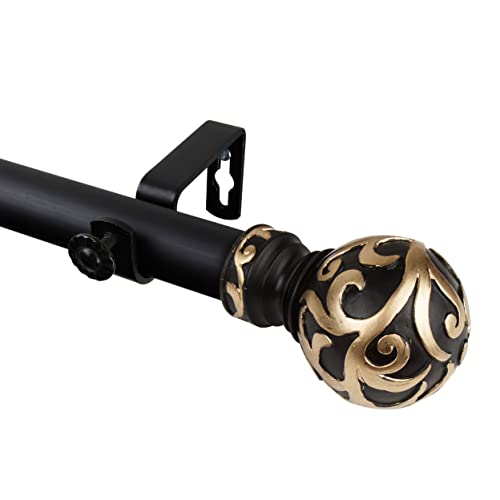 Rod Desyne 1" Cypress Curtain Rod, 28-48 inch, Black