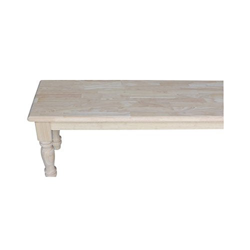 IC International Concepts Farmhouse Bench Solid Parawood Entryway Dining Bedroom Furniture, 14.4"W x 47"D x 18.7"H, Paint or Stain in Any Color, Unfinished