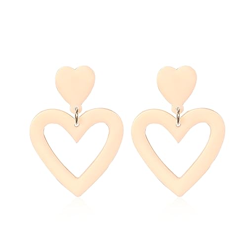 YUNXI Valentines Day Earrings for Women Red Love Heart Dangle Earrings Sparkling Double Heart Earrings for Valentines Day Gifts for Her 80 90s Retro Earrings for Women Jewelry Gifts (Sparkling Red)