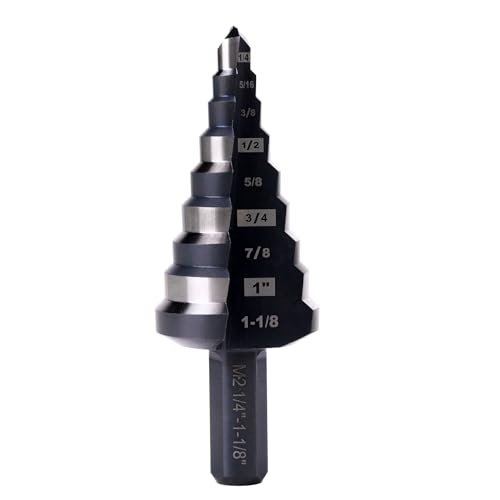 SHARPTOOL 1/4 to 1-1/8 Inches HSS Step Drill Bit, Unibit for Cutting Stainless Steel, Metal, Wood & Plastic