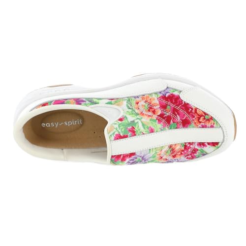 Easy Spirit Women's Traveltime703 Mule, White-Bloom-Multi, 8.5