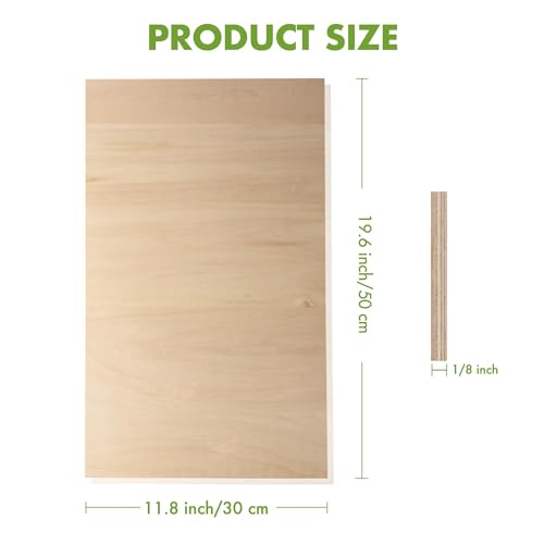 ROBOTIME 6 Pcs Basswood Sheets 12"x12"x1/8", 3mm Basswood for Laser Cutting, 1/8 Plywood Thin Wood Sheets for Craft Projects Hobby Wood