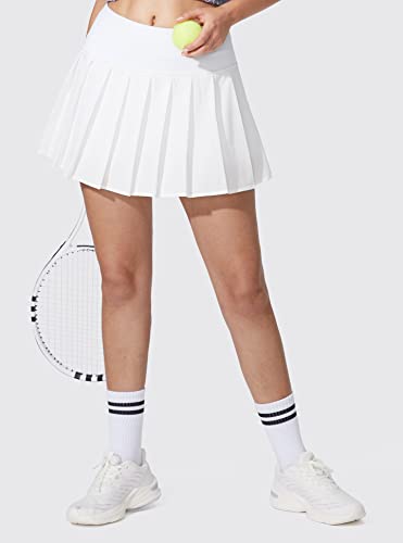YYV Women's Pleated Tennis Skirt with 3 Pockets Golf Stretchy High Waisted Skort Skirts for Women Athletic Workout Casual(Light Grey X-L)