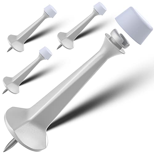 Door Stoppers for Bottom of Door - 4 Pack Door Stops with Soft Rubber Tips Wall Protector Heavy Duty Solid Rigid Door Stoppers, White