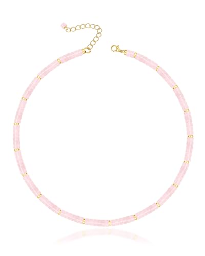 MIDDLUX Choker Necklace for Women, Rose Quartz Necklace, Crystal Necklaces for Women, Beaded Necklaces for Women, Summer Jewelry, Gifts for Women