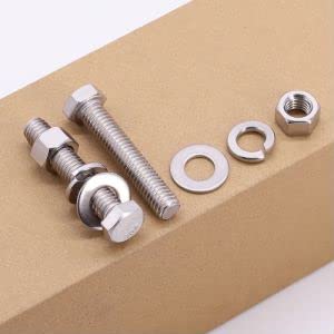 (6 Sets) 3/8"-16 x 3-1/2" Hex Bolt with Hex Nut, Flat Washers (SAE) and Lock Washers Hardware Assortement, Full Thread, Coarse Thread, 304 Stainless Steel 18-8