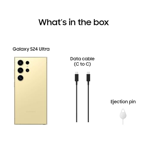 SAMSUNG Galaxy S24 Ultra Cell Phone, 256GB AI Smartphone, Unlocked Android, 50MP Zoom Camera, Long Battery Life, S Pen, US Version, 2024, Titanium Yellow