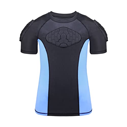 TUOYR Youth Padded Compression Shirt Football Chest Heart Guard Protection for Kids Baseball Shoulder Sternum Protector Boys Kids Breathable Undershirt for Basketball Lacrosse Rugby