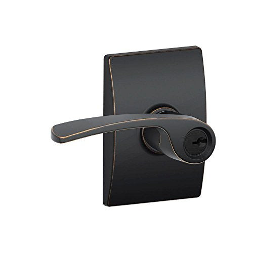 SCHLAGE F51A MER 622 Merano Lever Keyed Entry Lock, Matte Black