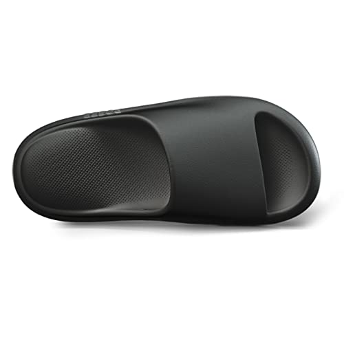 posee Pillow Slippers Slides for Women & Men, Non-Slip Cloud Slides House Bedroom Shoes Shower Sandals Indoor & Outdoor, Black, 6-6.5,Women/5-5.5,Men