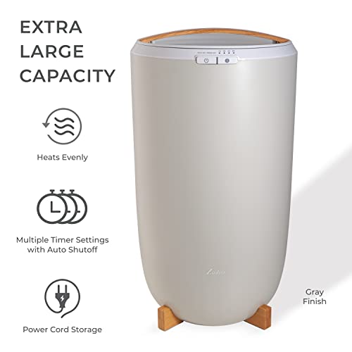 Zadro Large Hot Towel Warmer Bucket Timer Electric Towel Warmer for Bathroom Auto-Shut Off Heated Towel Warmer Spa (Large | 20L | 12" Dia. x 21" Tall, Gray/Black)