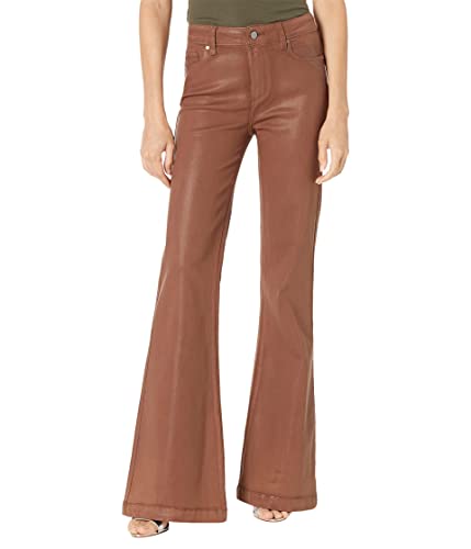 PAIGE Women's Genevieve high Rise Flare in Cognac Luxe Coating, 34