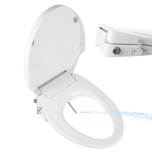 Gappo Non-Electric Bidet Toilet Seat, Fits Elongated Toilets, Bidets for Existing Toilets with Self Cleaning Dual Nozzles, Adjustable Bidet Sprayer