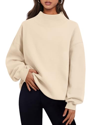 Trendy Queen Womens Oversized Sweatshirts Preppy Clothes Turtleneck Pullover Fleece Hoodies Tops 2024 Fall Fashion Outfits Y2K Pink S